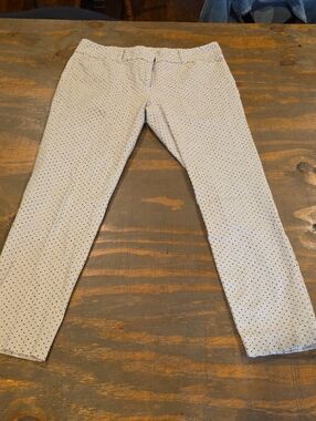 New York & Company Cream Cropped Polka Dot Pants